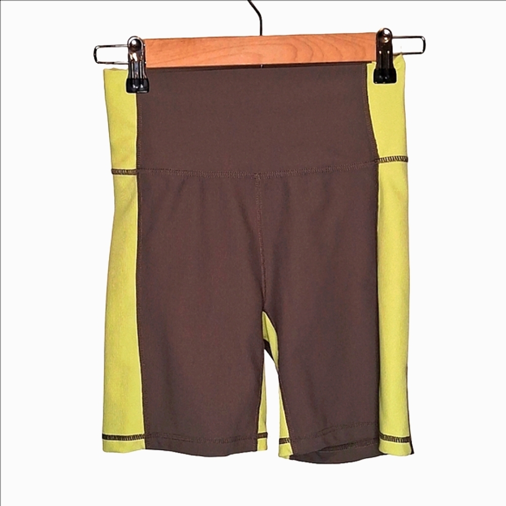 Wilo The Label Olive & Lime Green Ribbed Bike Shorts Size Small